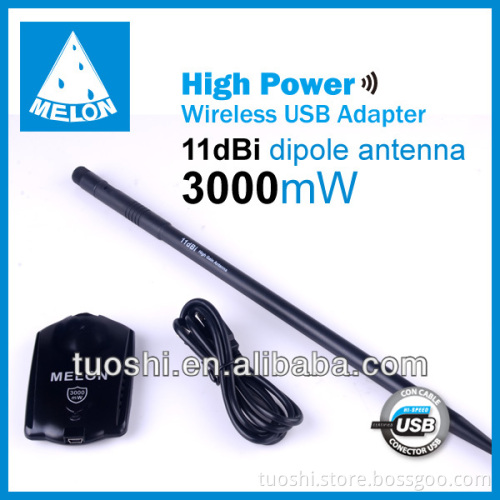 Hot!!! Wireless usb adapter,Melon N3000,3000mW high power,2.4Ghz frequency band,150Mbps transmission rate